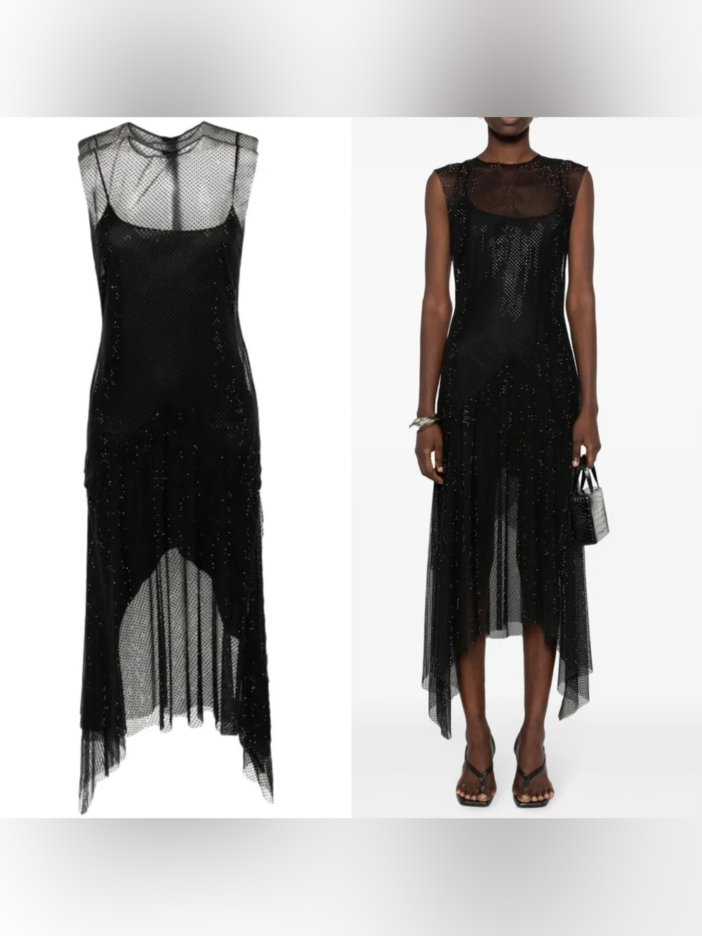 New Philosophy Di Lorenzo Serafini Rhinestone Embellished Black Dress